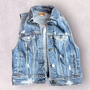 American Eagle distressed denim vest XS